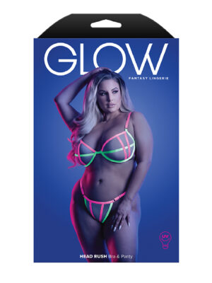 head rush contrast bra and panty queen neon pink