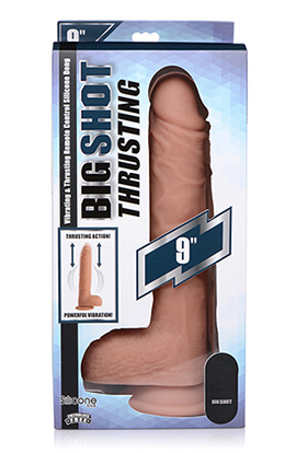 big shot 9 inch silicone thrusting dildo with balls and remote