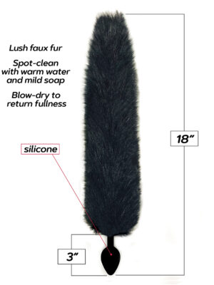 foxy fox tail silicone butt plug black foxy fox tail silicone butt plug black