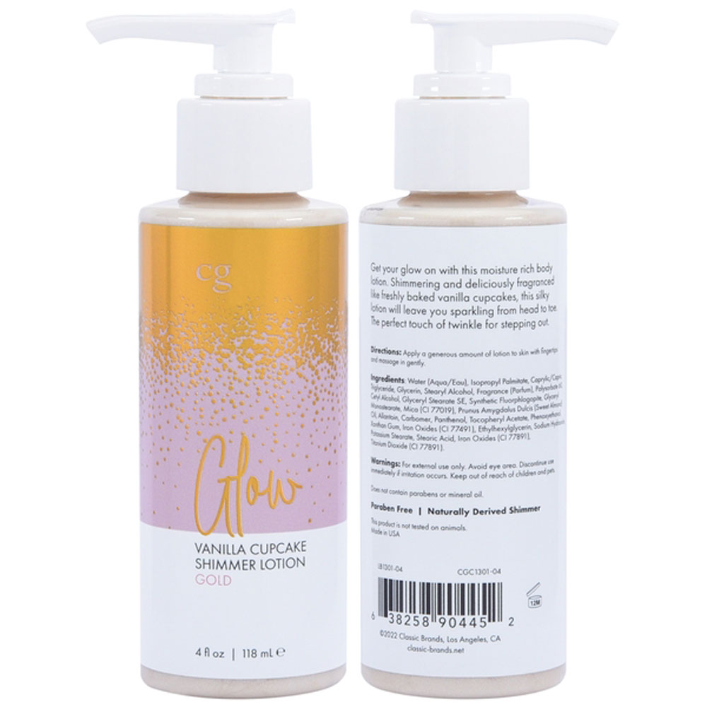 glow vanilla cupcake shimmer lotion gold 4 oz