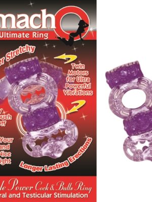 the macho collection double power cock and balls rising purple