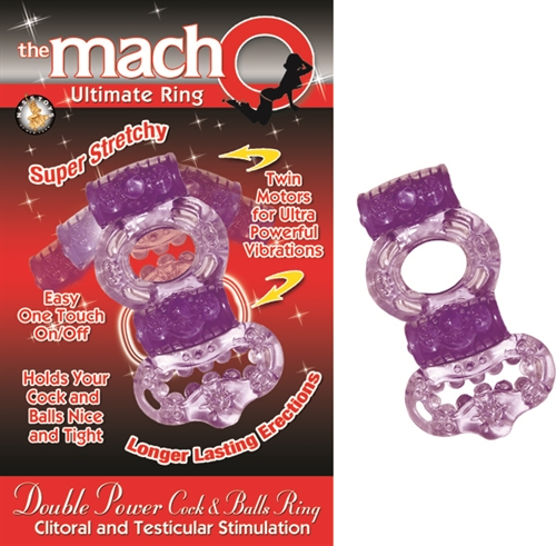 the macho collection double power cock and balls rising purple