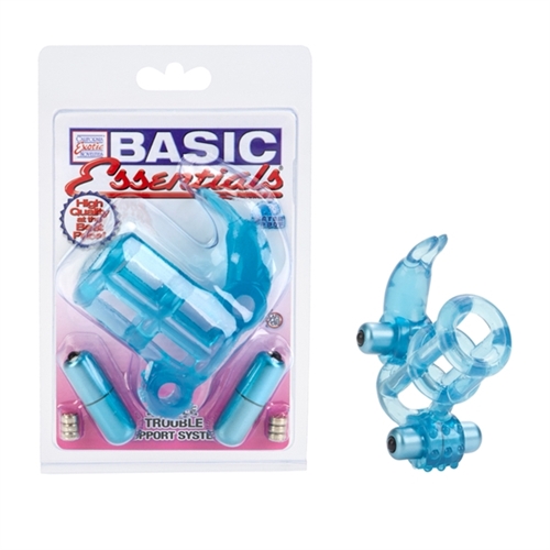basic essential double trouble vibrating support system blue