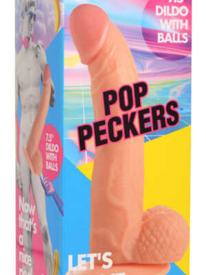 pop pecker 7.5 inch dildo with balls light pop pecker 7.5 inch dildo with balls light