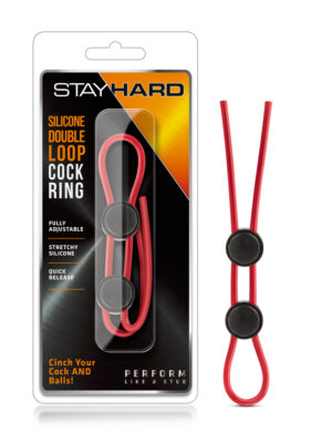 stay hard silicone double loop cock ring red