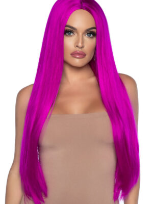 33 inch long straight center part wig raspberry