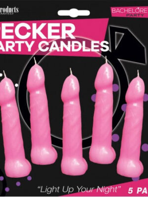 bachelorette pecker party pink candles 5pk