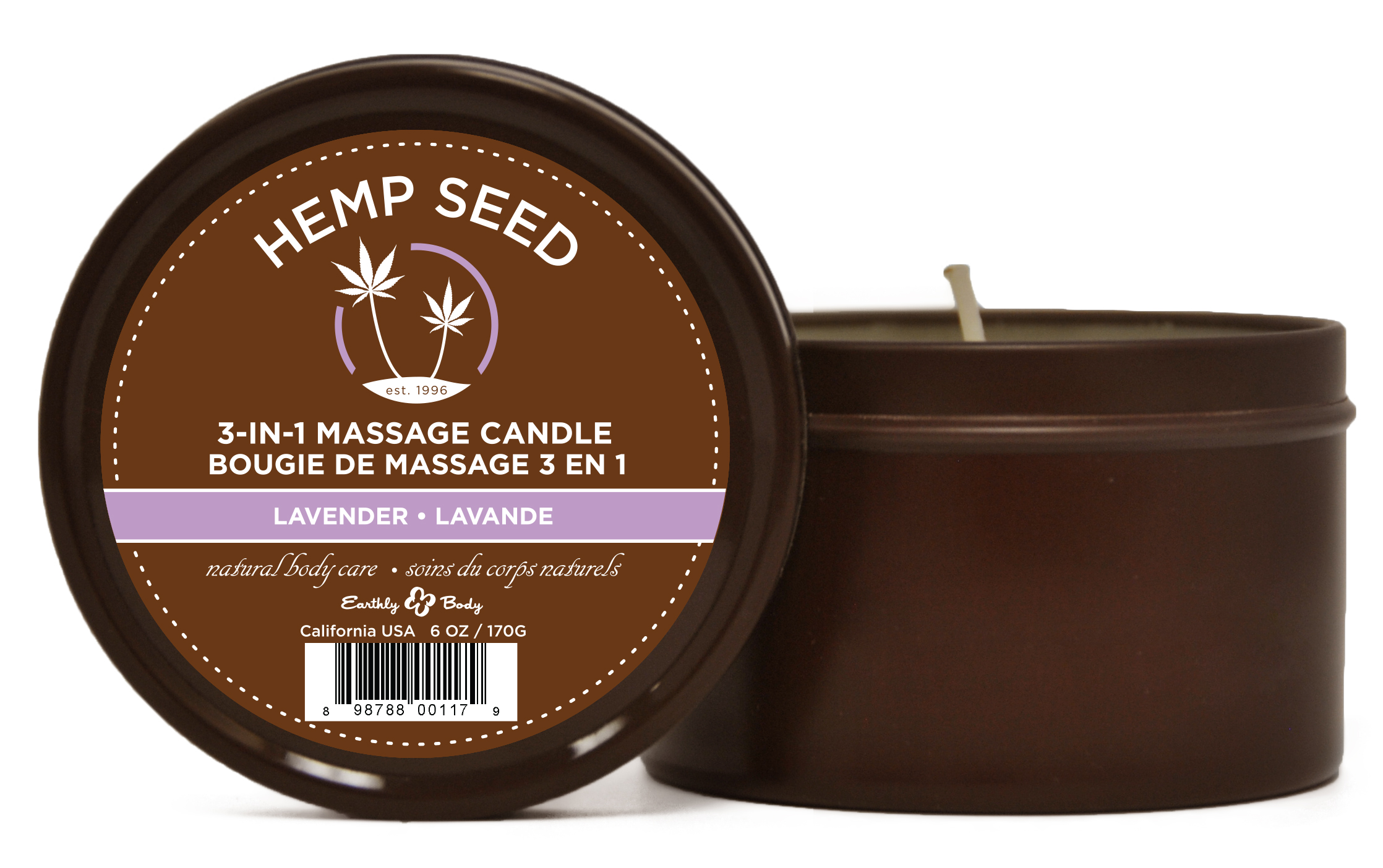 hemp seed 3 in 1 massage candle lavender 6 oz.