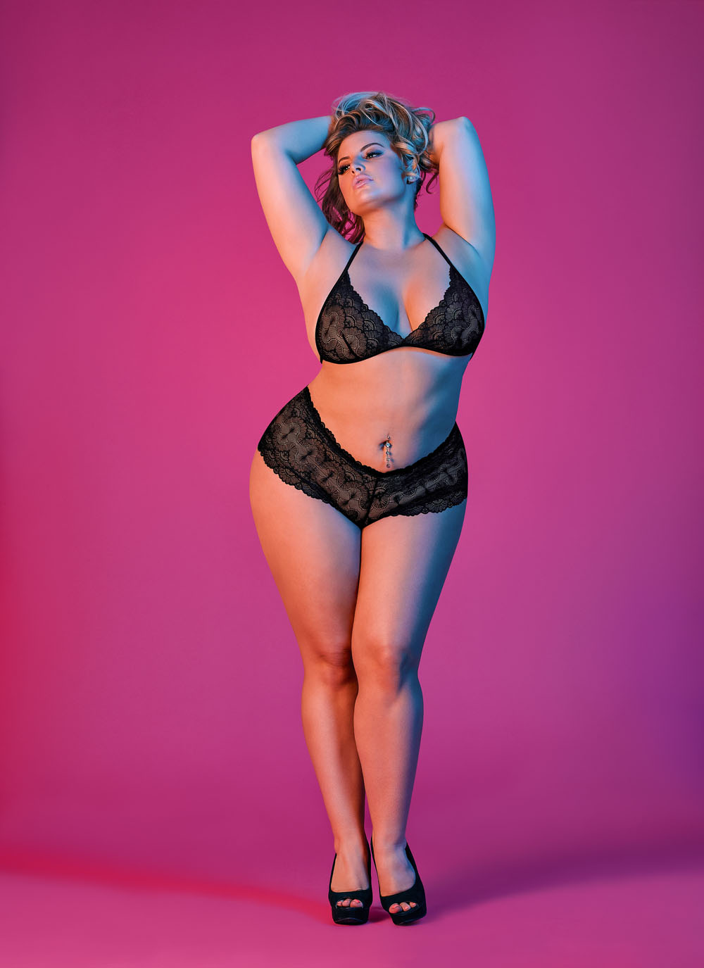 sexy time triangle bra and cheeky short set black l/xl