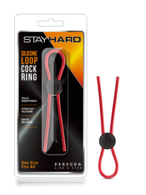 stay hard silicone loop cock ring red