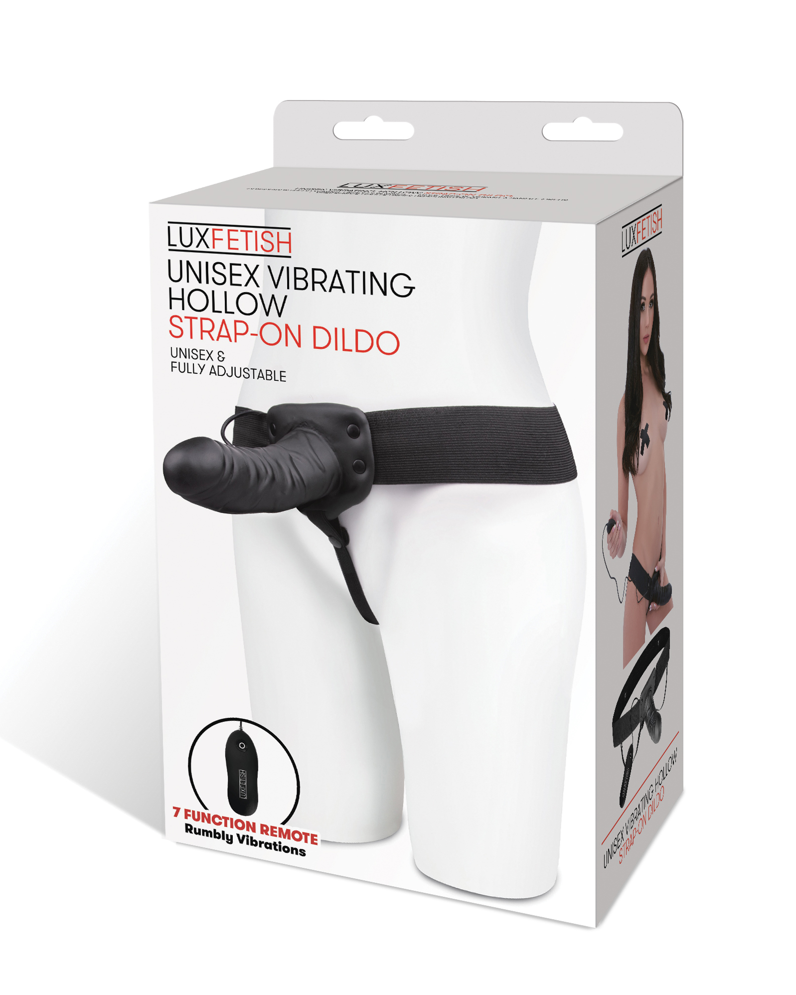 lux fetish unisex vibrating hollow strap on dildo