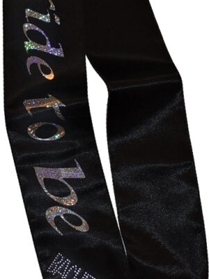 bride to be sash black with a clear stone
