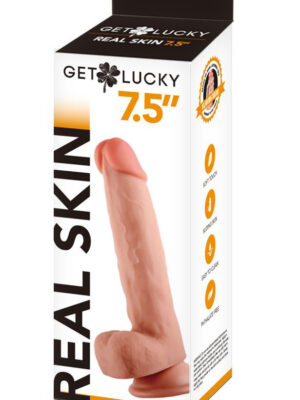 real skin 7.5" dual layer dildo beige