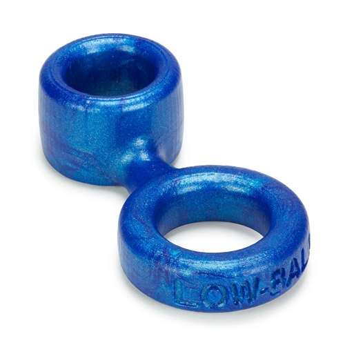 lowball cock ring with attached ball stretcher blue balls