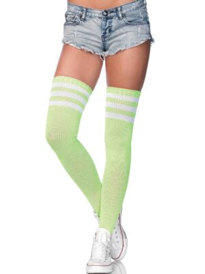 3 stripes athletic ribbed thigh highs one size neon green 3 stripes athletic ribbed thigh highs one size neon green