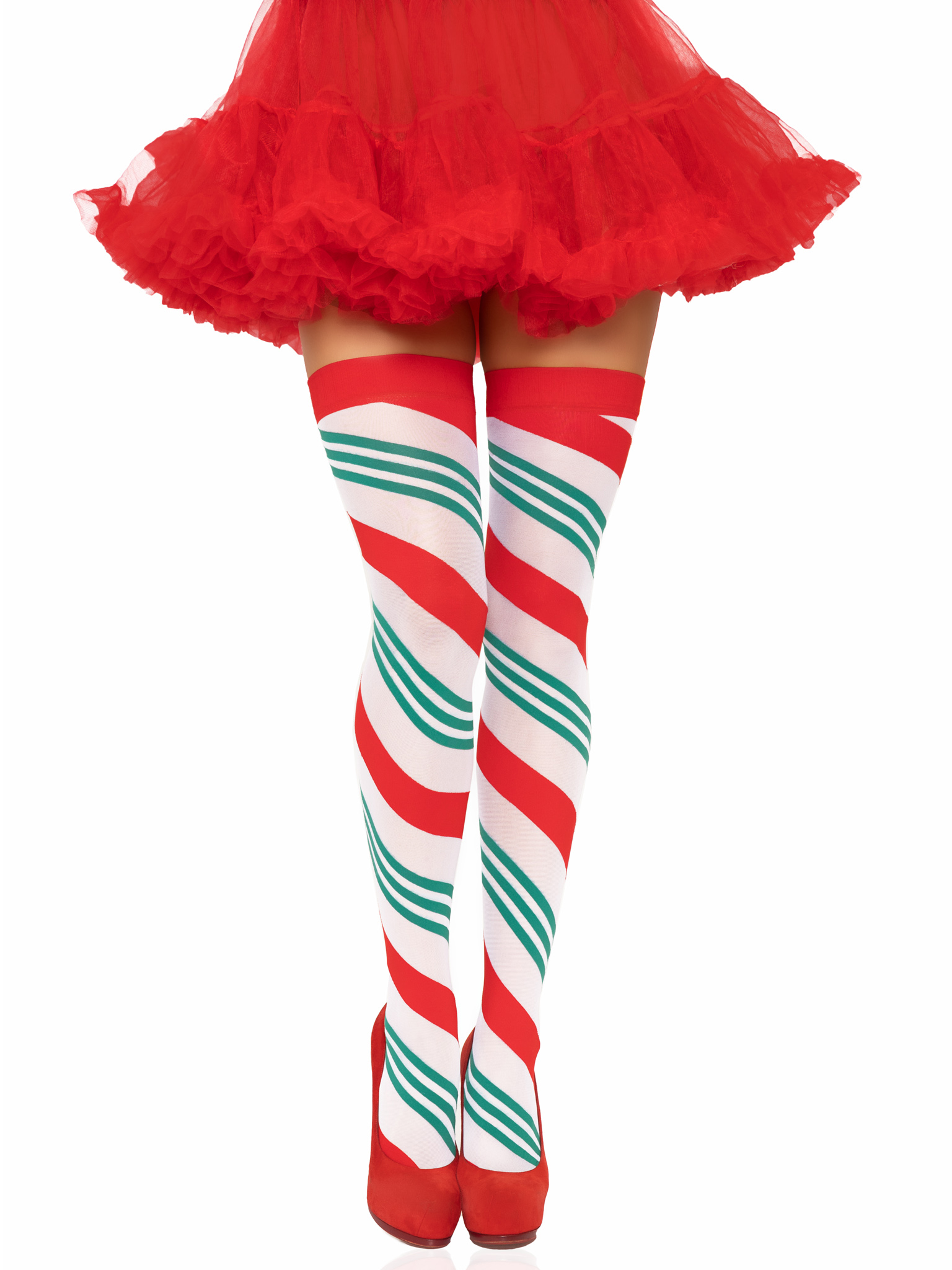 holiday ribbon thigh high swirl