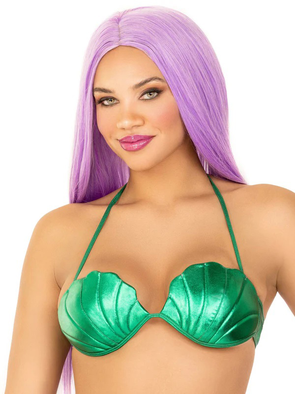 mermaid shell bra top large green