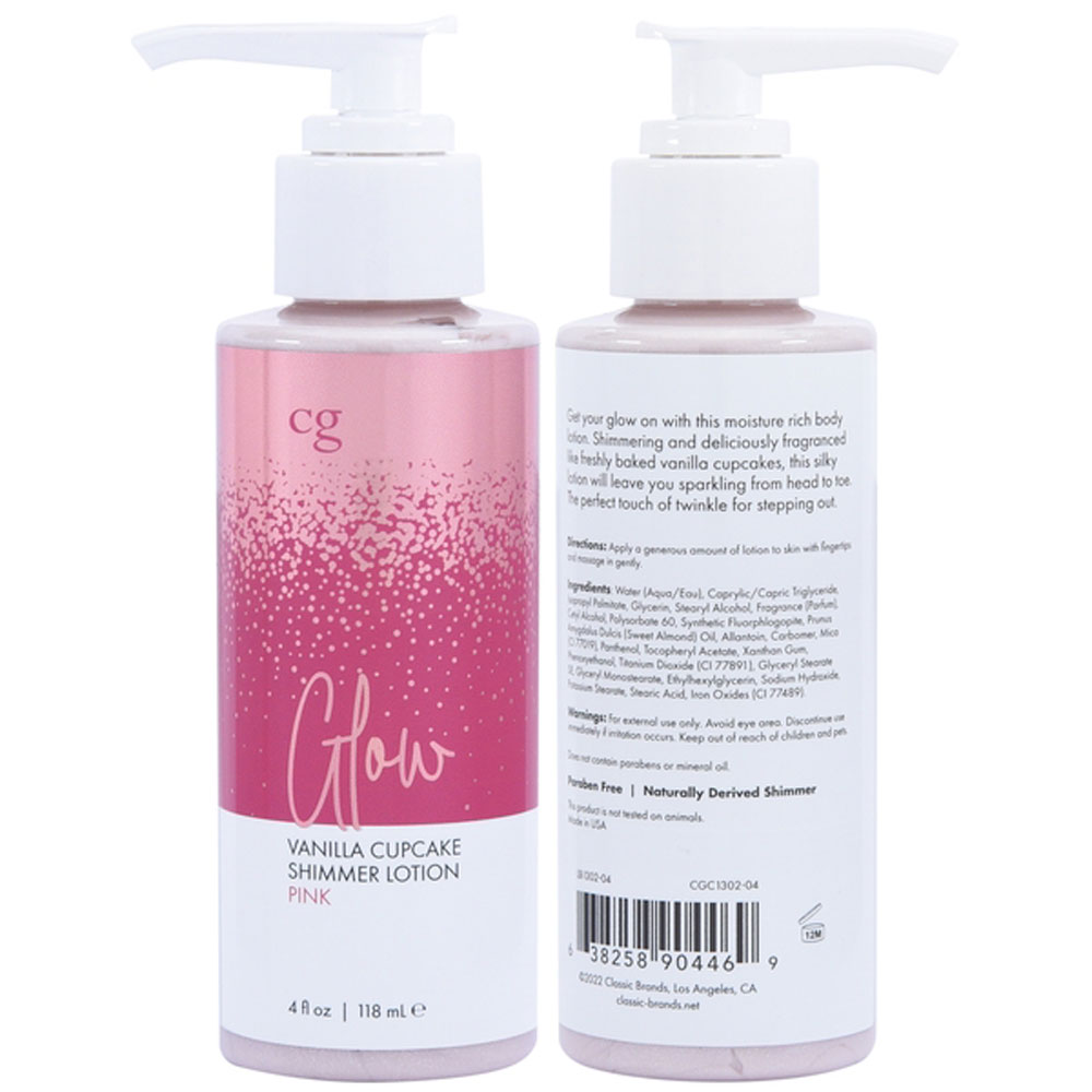 glow vanilla cupcake shimmer lotion pink 4 oz