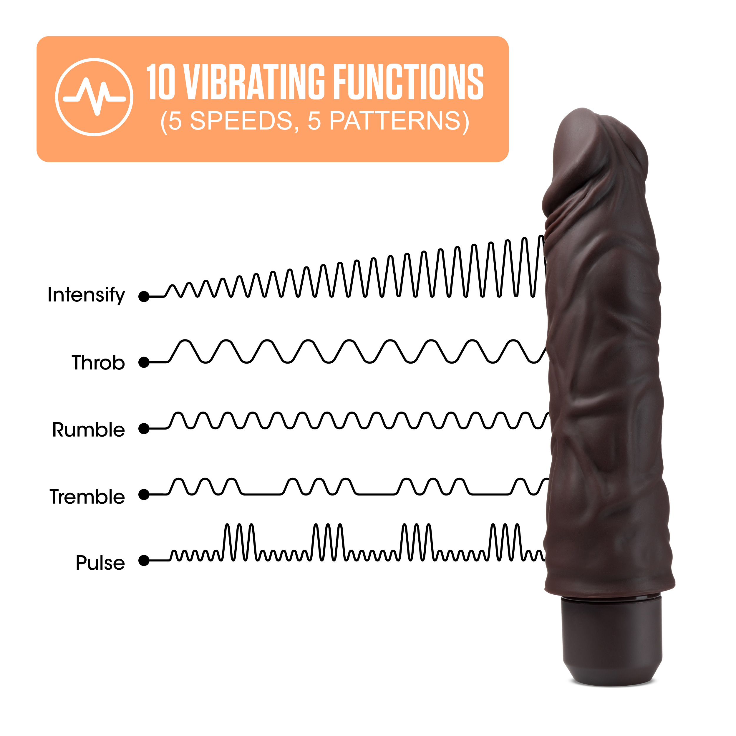 dr. skin silicone dr. david 8 inch vibrating dildo brown
