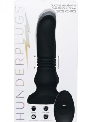 thunder plugs silicone vibrating and thrusting plug black