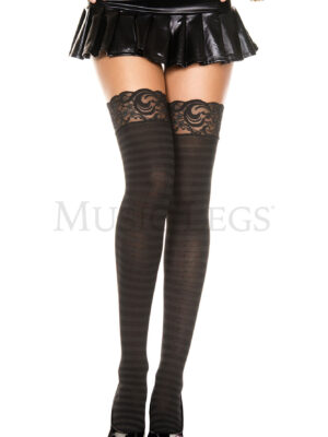 lace top striped thigh hi one size black lace top striped thigh hi one size black