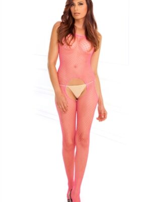 industrial net suspender bodystocking one size pink