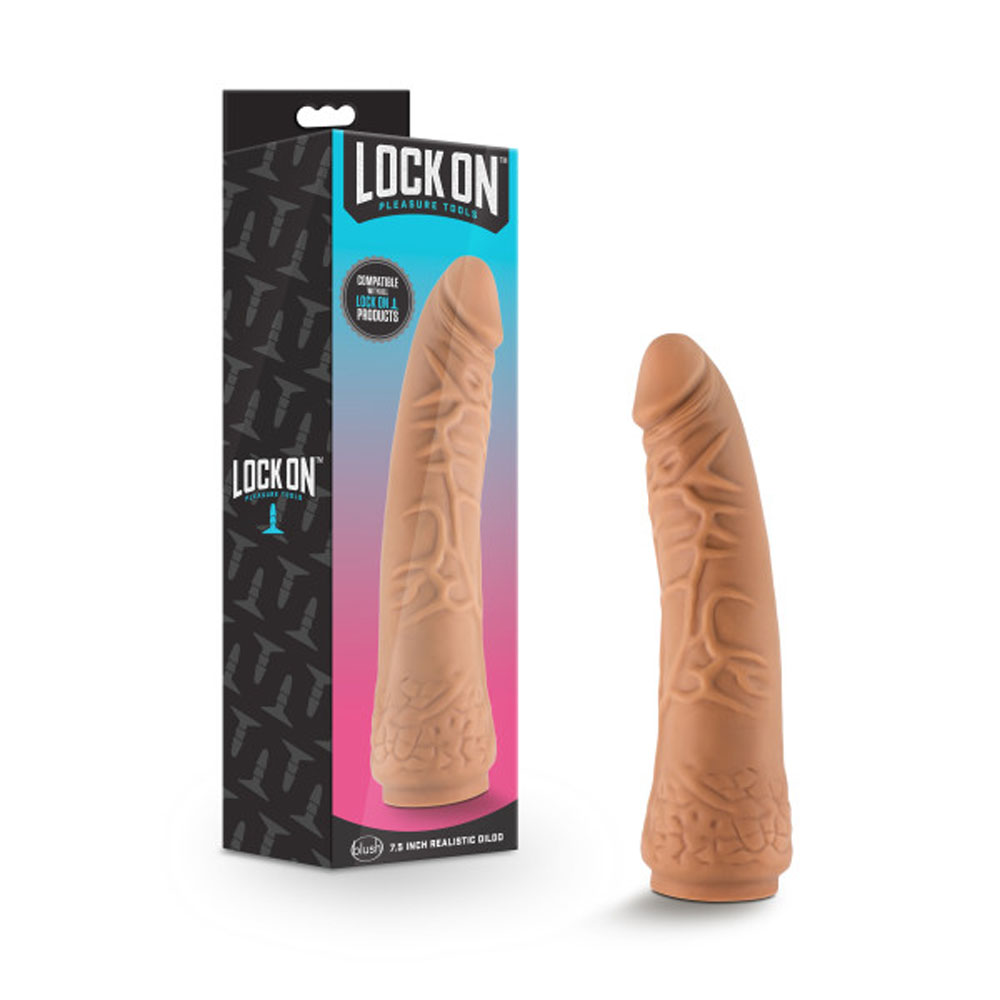 lock on 7.5 inch realistic lock on dildo mocha