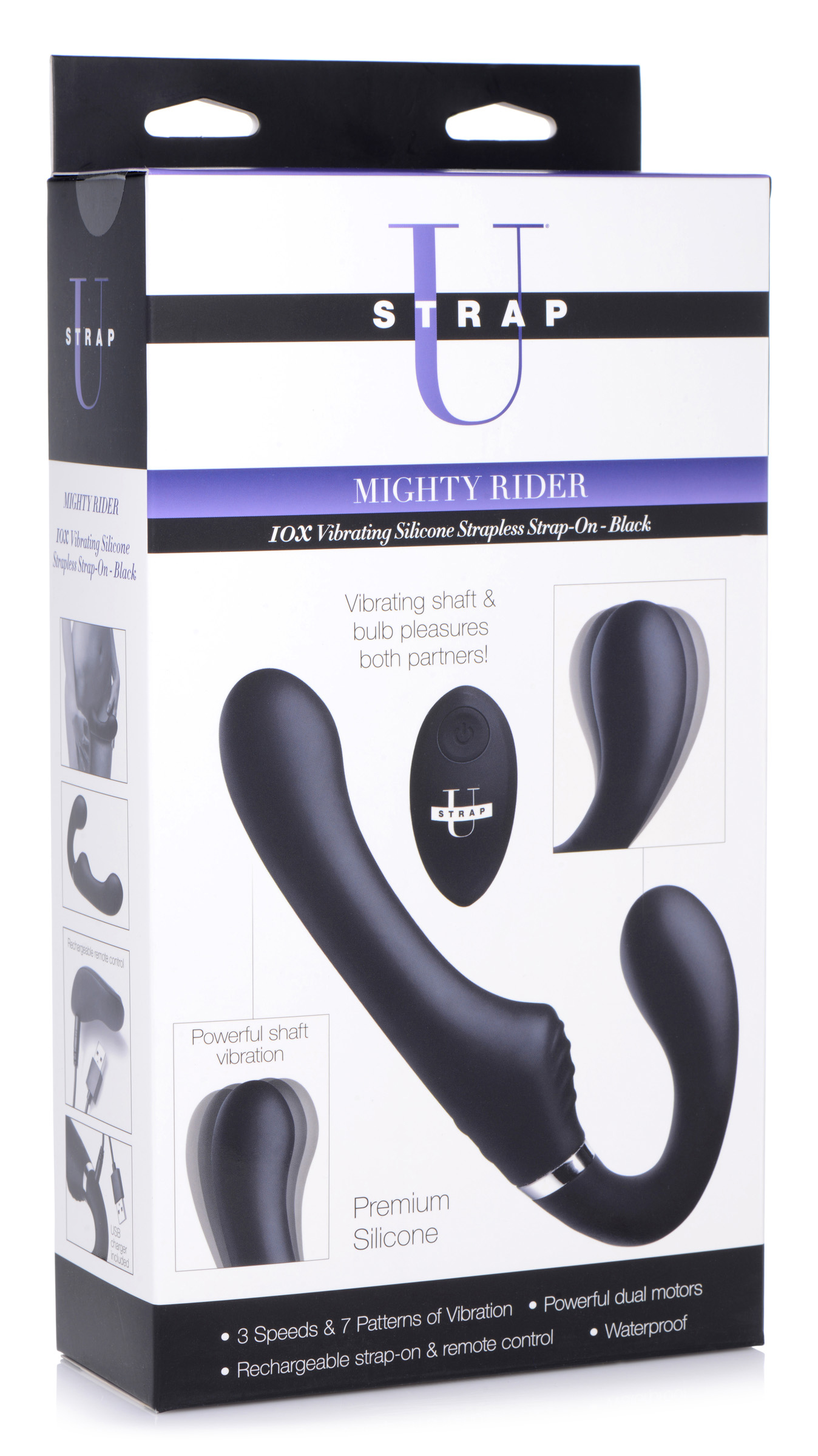 10x mighty rider vibrating strapless strap on black 10x mighty rider vibrating strapless strap on black