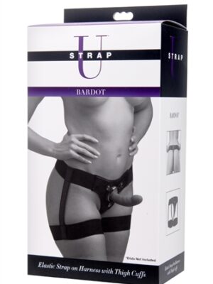 bardot elastic strap on harness with thigh cuffs