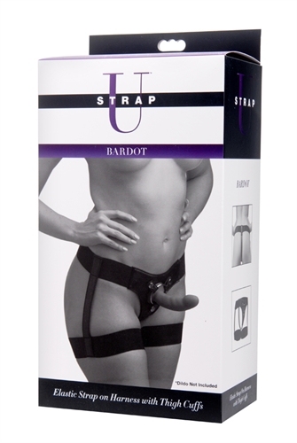 bardot elastic strap on harness with thigh cuffs