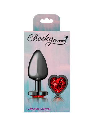 deep red heart gem gunmetal metal plug lg