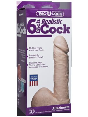 vac u lock 6 inch realistic cock white
