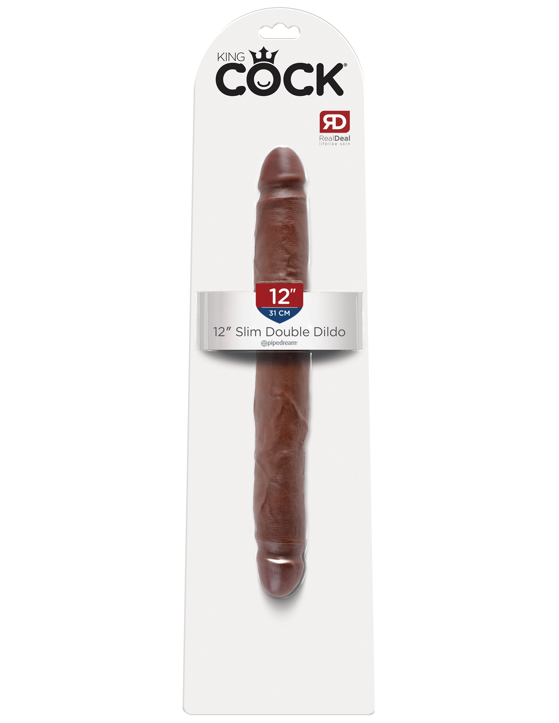 king cock 12 inch slim double dildo brown