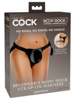 king cock elite beginner's body dock strap on harness black