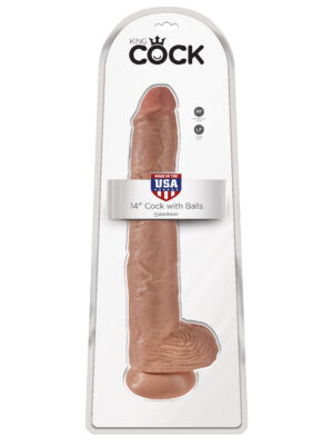 king cock 14" cock with balls tan