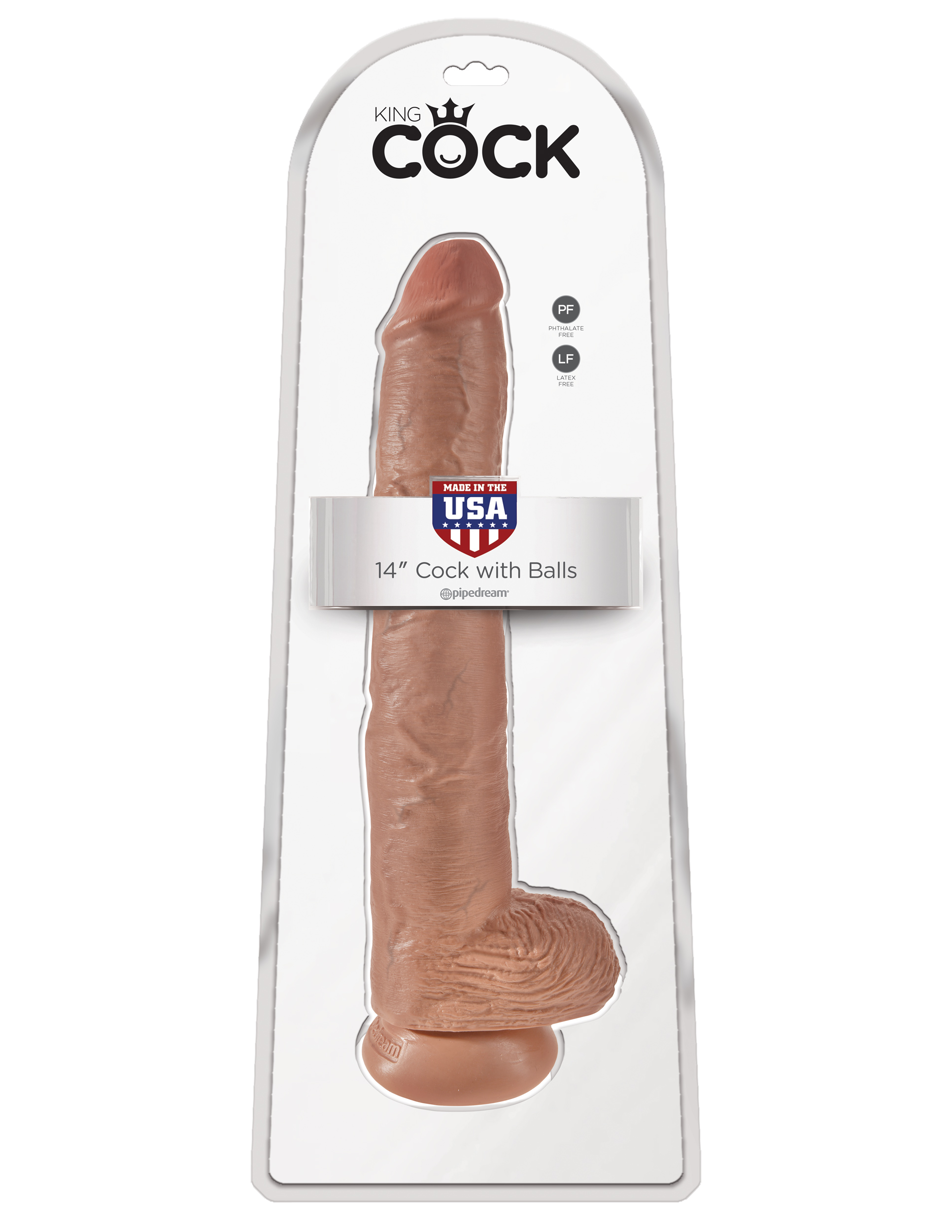 king cock 14" cock with balls tan