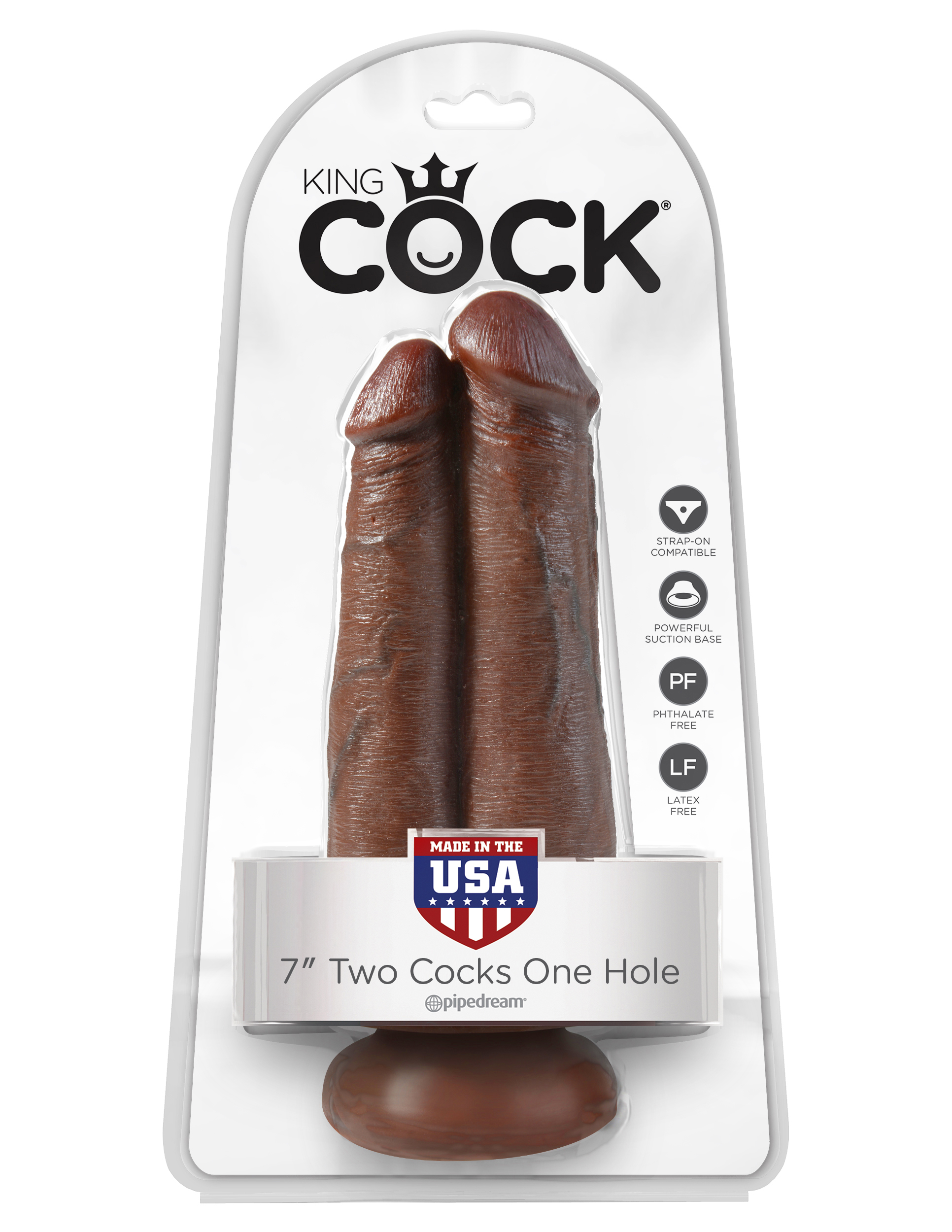 king cock 7" two cocks one hole brown king cock 7" two cocks one hole brown