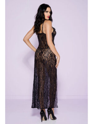 long lace gown with tying strings one size black