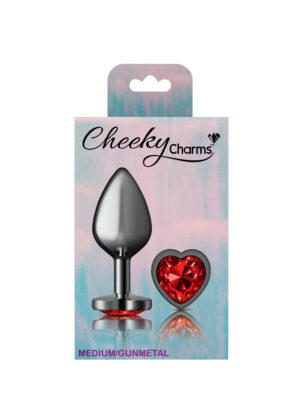 deep red heart gem gunmetal metal plug md