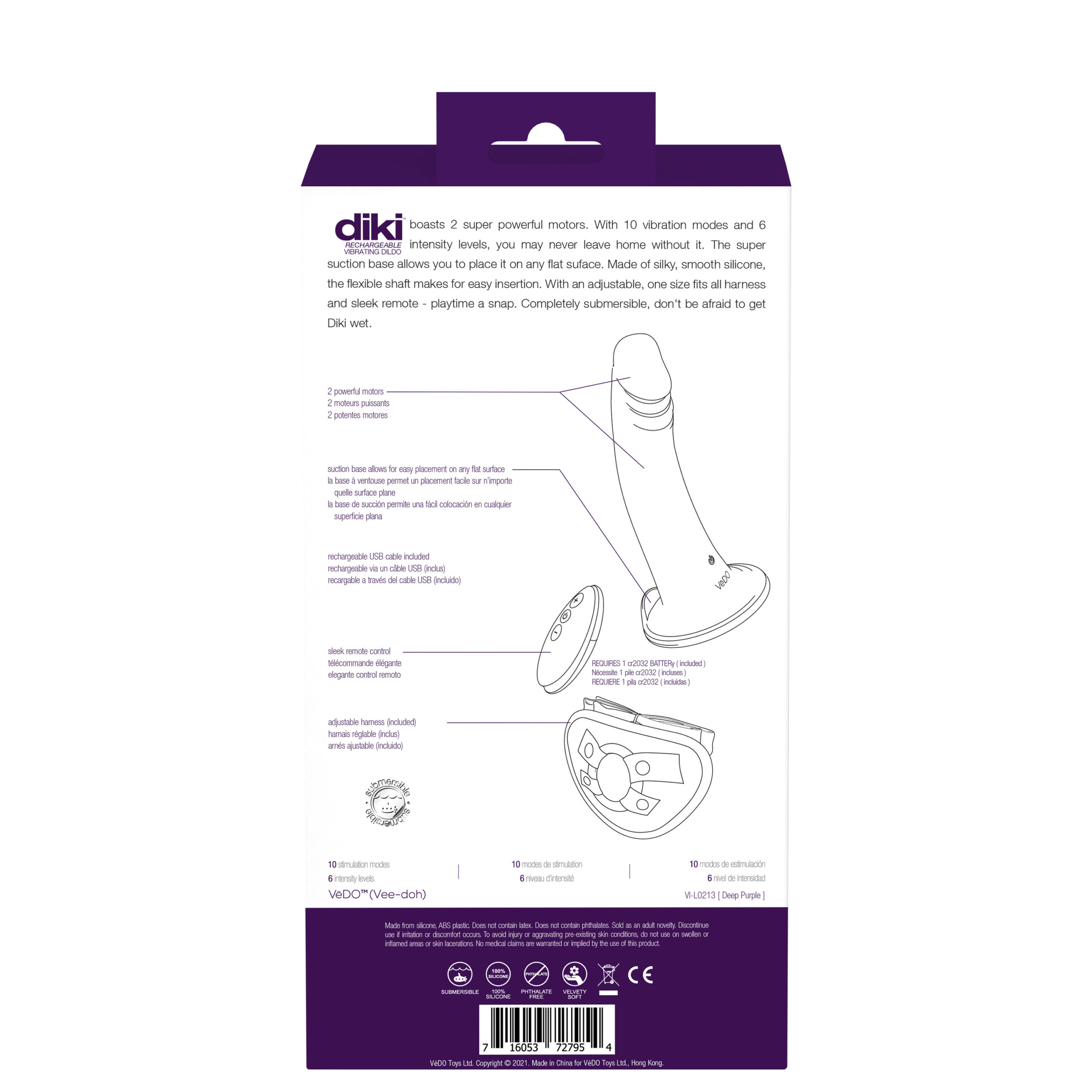 diki rechargeable vibrating dildo with harness deep purple diki rechargeable vibrating dildo with harness deep purple