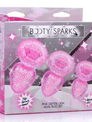 glitter gem anal plug set pink