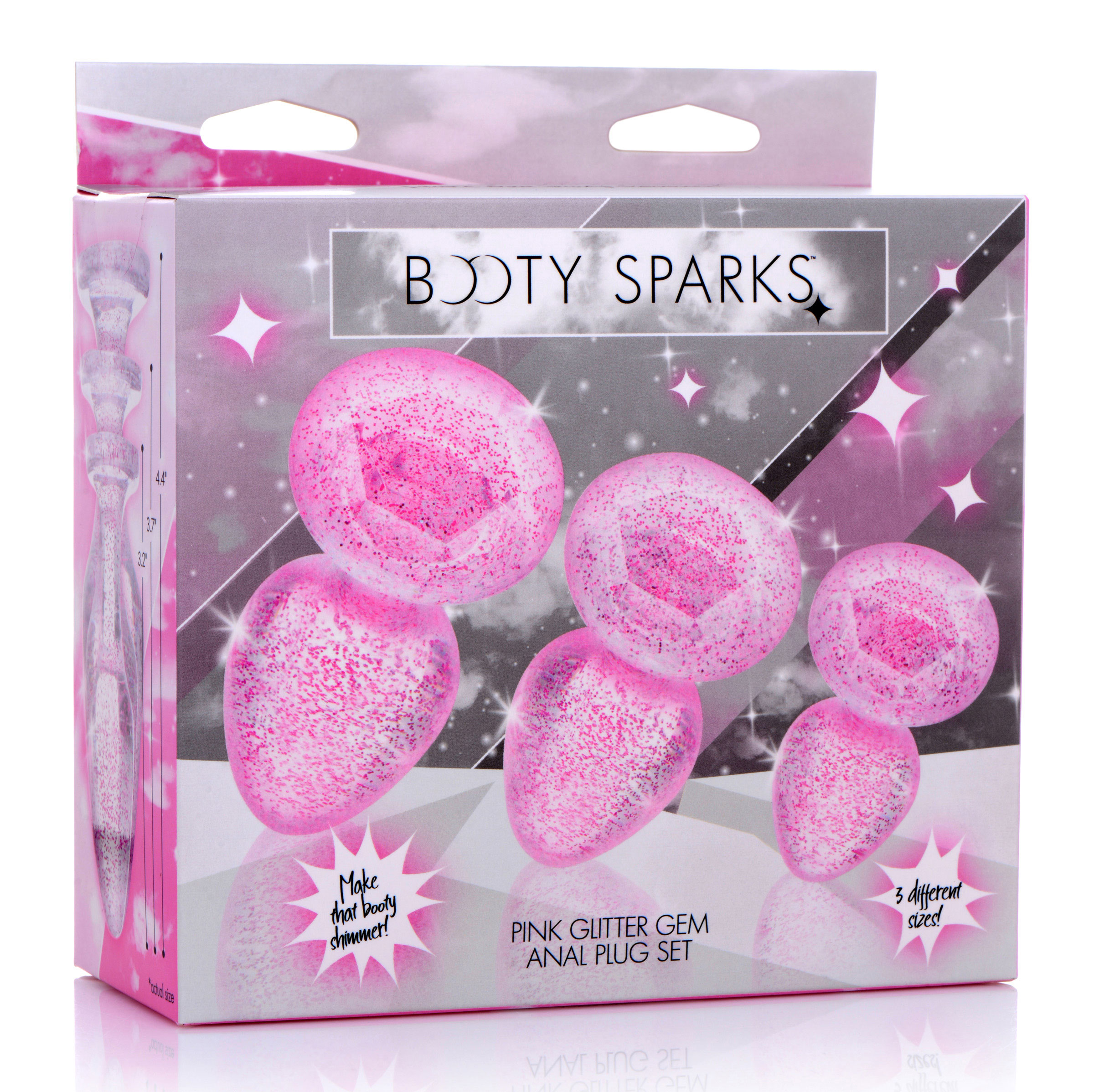 glitter gem anal plug set pink