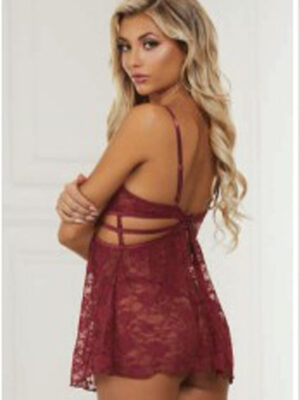2 pc lace babydoll and g string set one size wine 2 pc lace babydoll and g string set one size wine