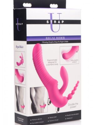 regal rider vibrating strapless strap on triple g dildo pink