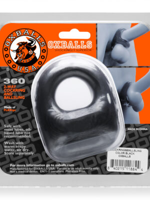 360 2 way cockring and ballsling black