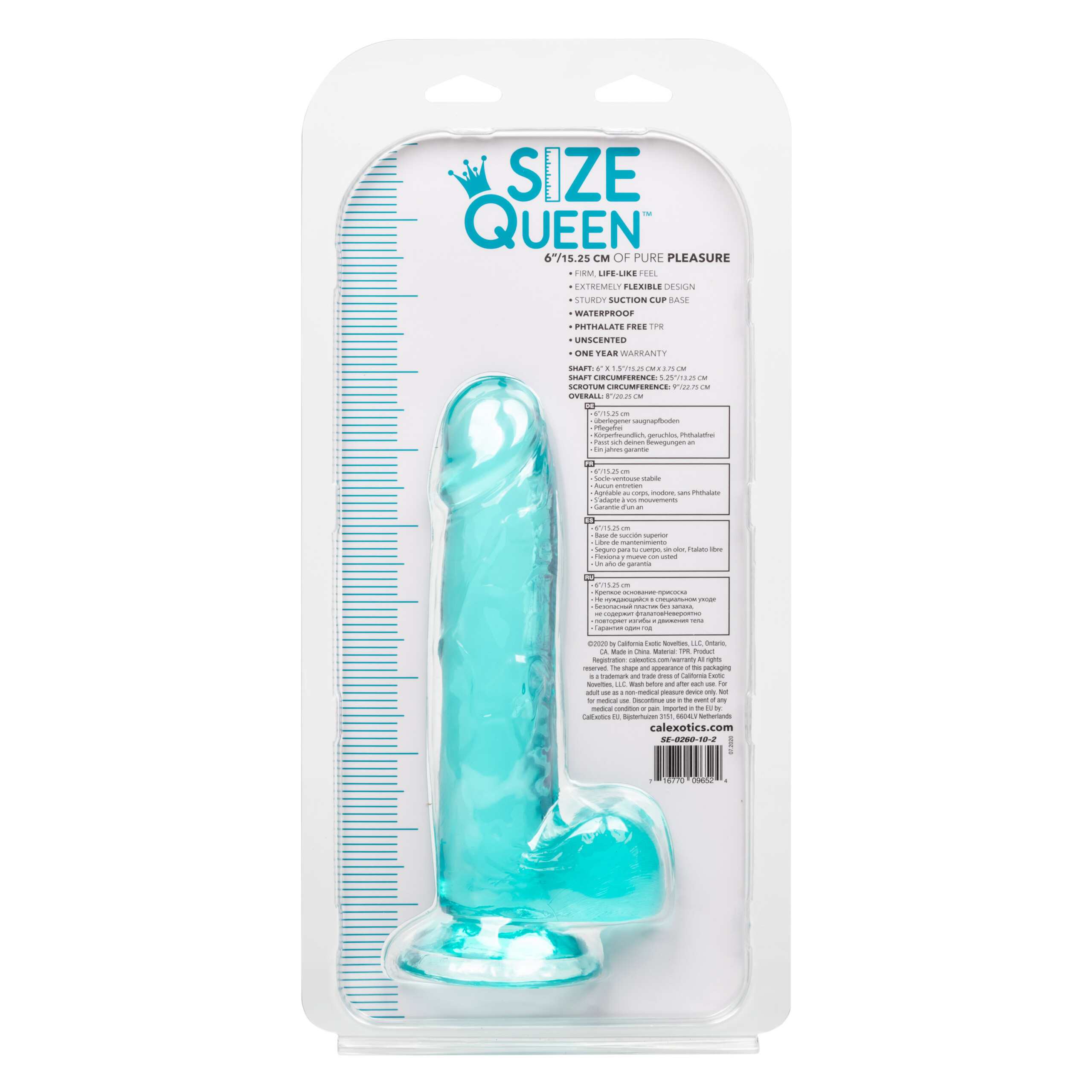 size queen 6 inch 15.25 cm blue