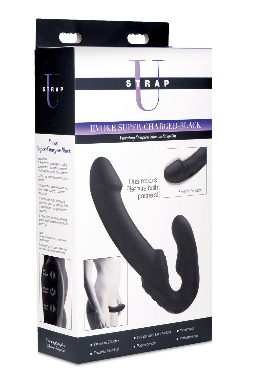 evoke rechargeable vibrating silicone strapless strap on black evoke rechargeable vibrating silicone strapless strap on black