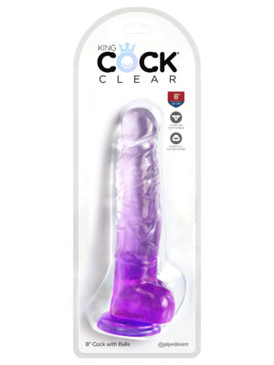 king cock clear 8 inch with balls purple