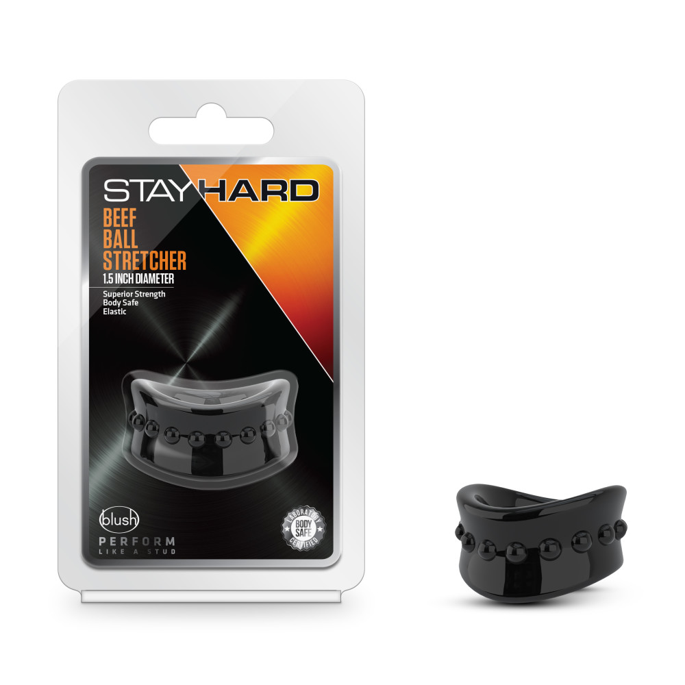 stay hard beef ball stretcher 1.5 inch diameter black