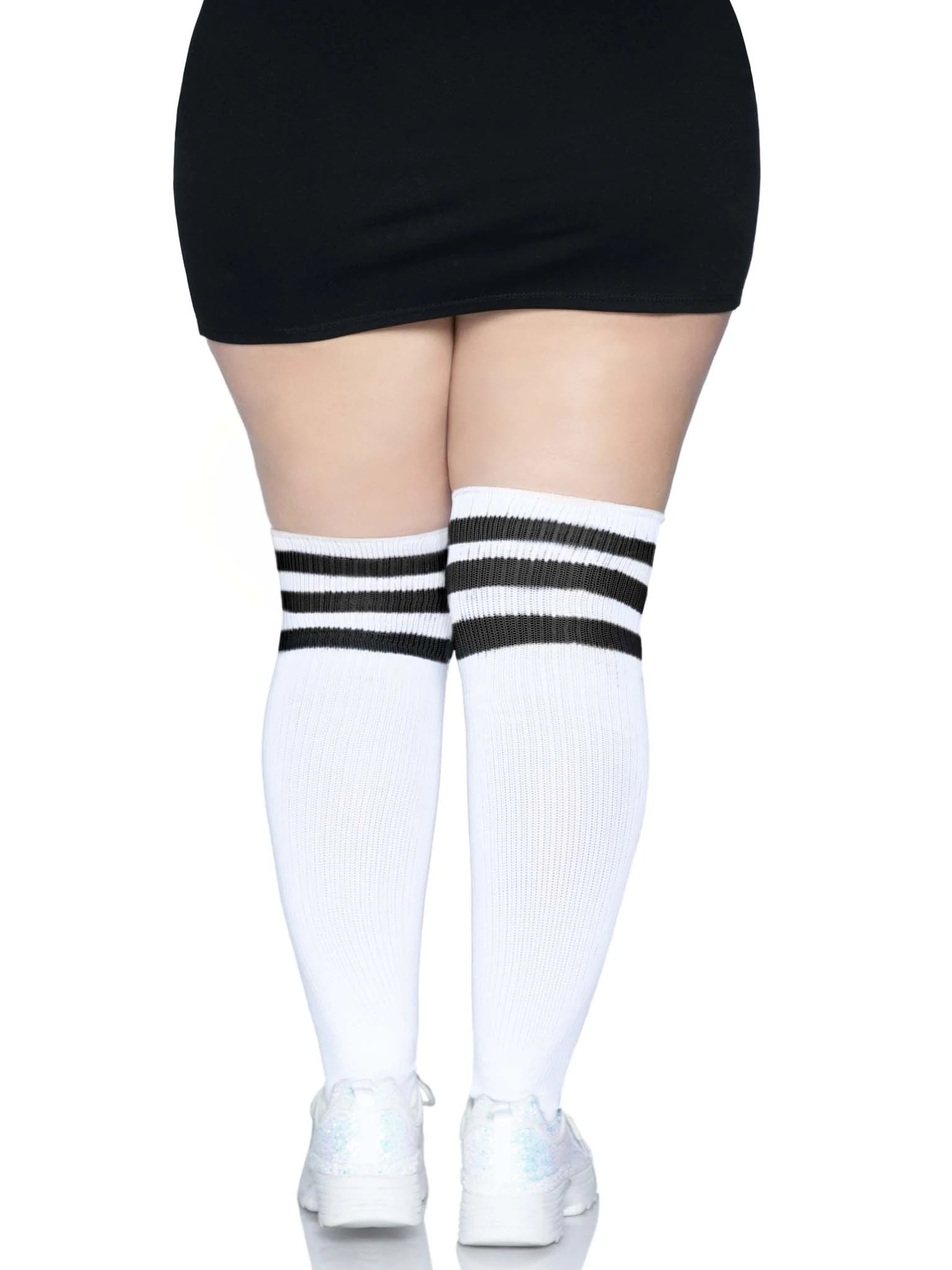 over the knee athletic socks 1x/2x white/black